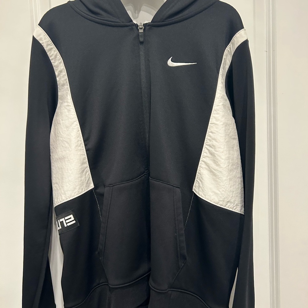 Nike Black and White Zip-Up Hoodie